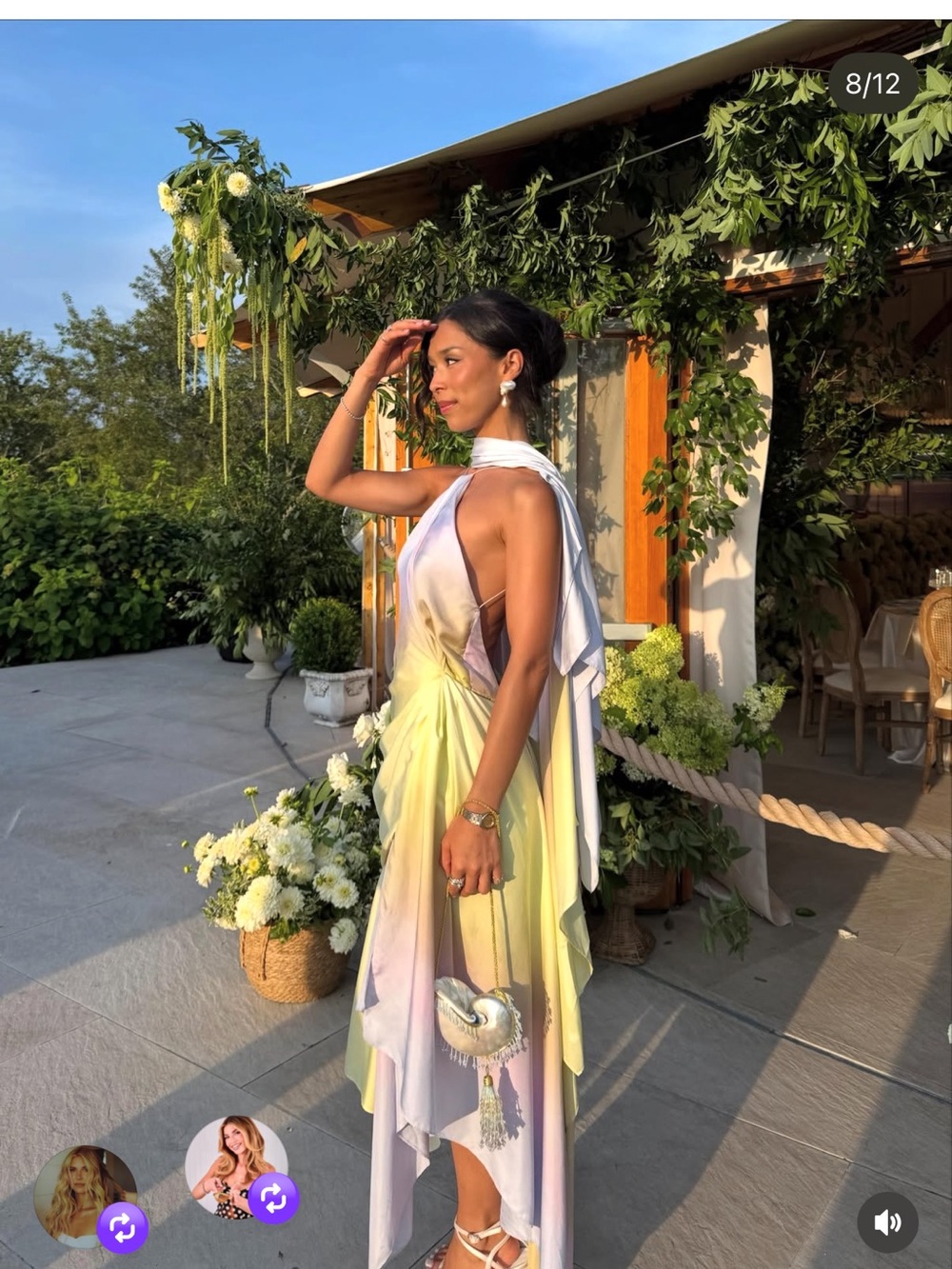Zimmermann Pastel Yellow and Lavender Asymmetrical Halter Dress - Picture 2 of 4
